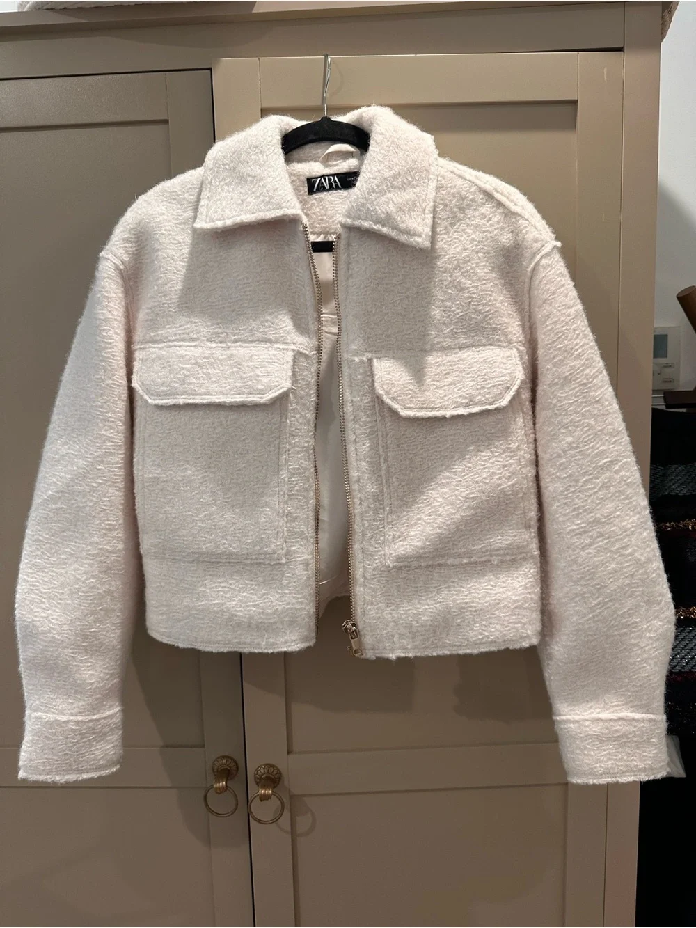 Zara Cream Bouclé Cropped Jacket | Textured Wool Blend | Quiet Luxury Style XS - Picture 2 of 7
